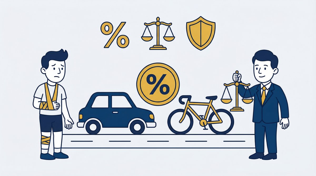 Rowerzysta i samochód po kolizji na przejściu – zasada 50% (art. 185 WVW)
