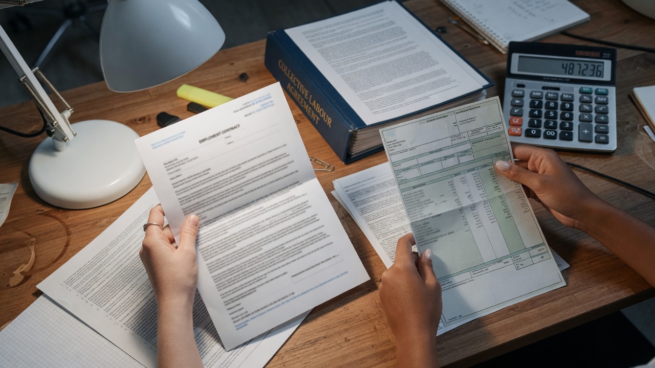 Porównanie umowy o pracę i paska wypłaty z układem zbiorowym CAO