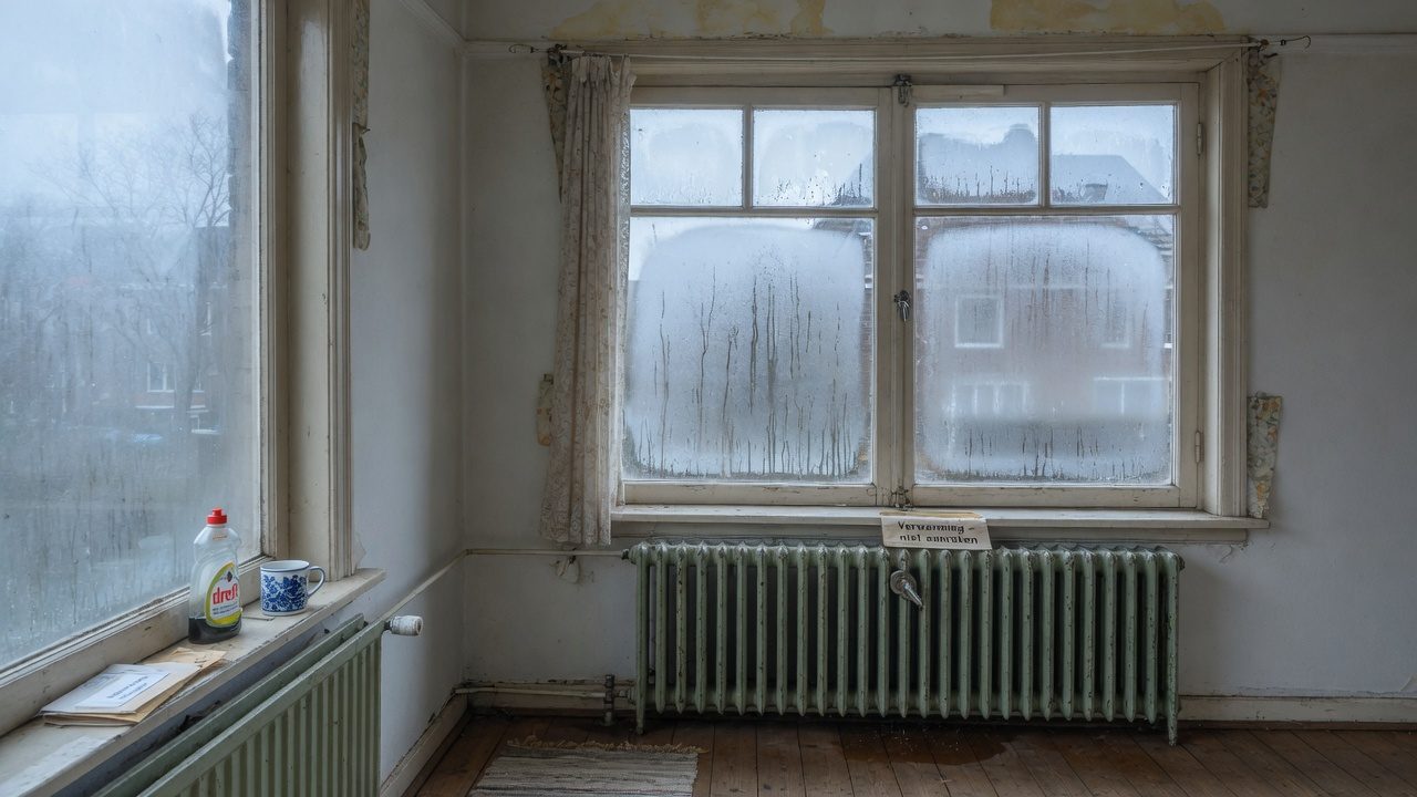 Stare okno z jedną szybą i kondensacją w wynajmowanym mieszkaniu