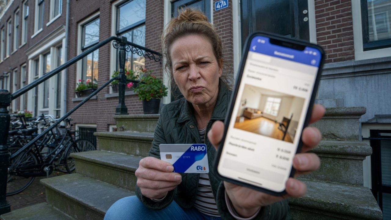 Osoba sprawdza podejrzane ogłoszenie o wynajmie na telefonie